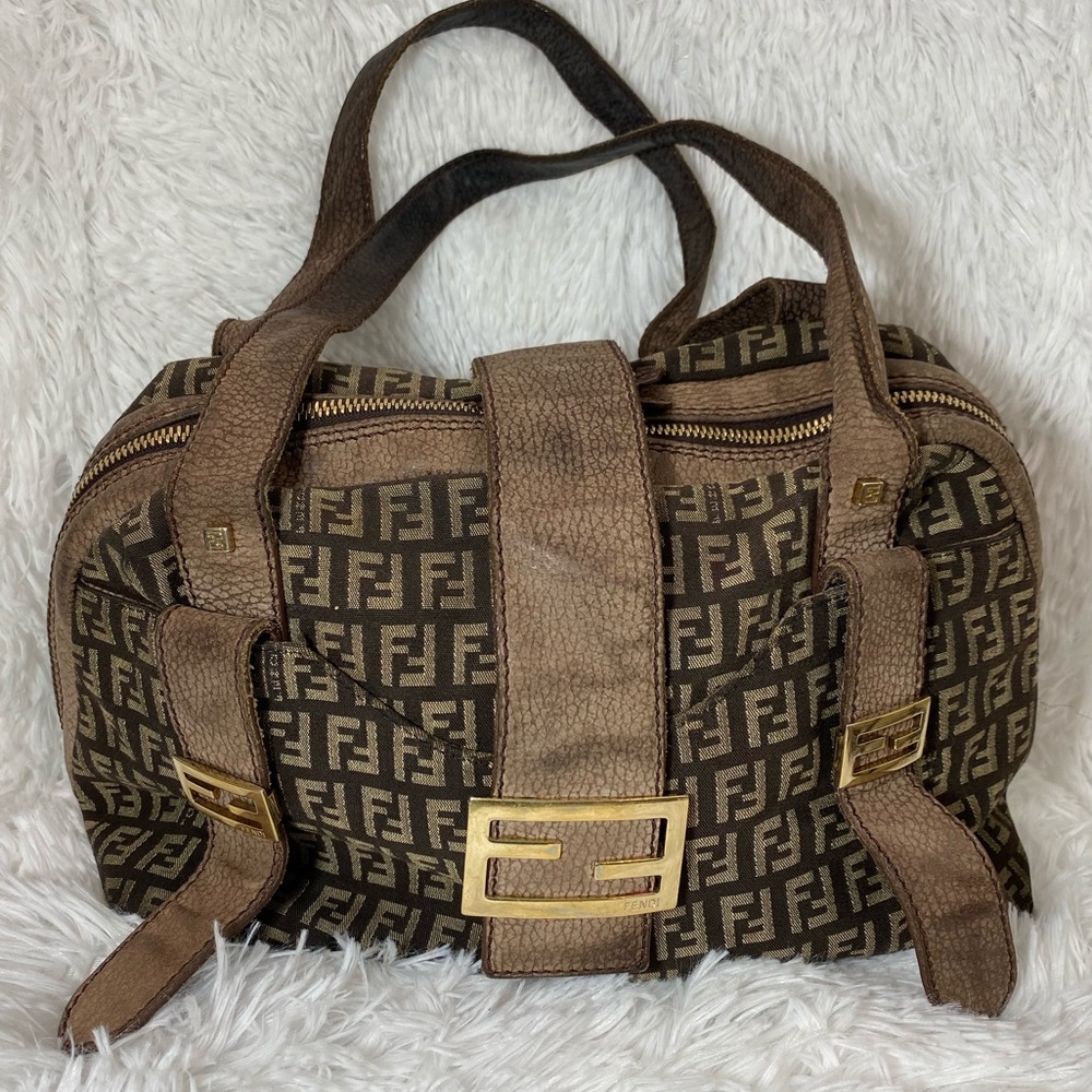 FENDI Brown Zucca Leather Satchel - Vintage - Picture 12 of 13